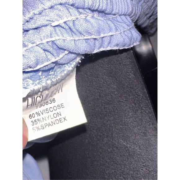 Nice women Love Highlight brand denim bustier style tie up. Size L preowned COND - Picture 7 of 8